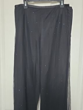 Ann Taylor Black Wide-Leg Pants with Subtle Sequin Detail